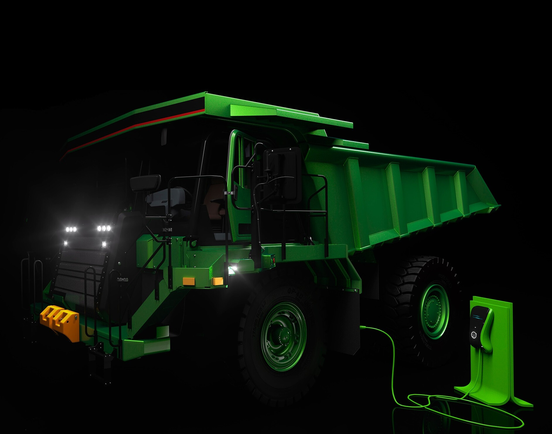 An electric industrial mining truck